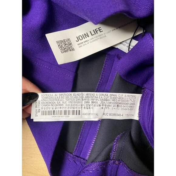 Zara BNWT womens square neck purple crop top sz Xlarge long sleeve - Picture 7 of 7